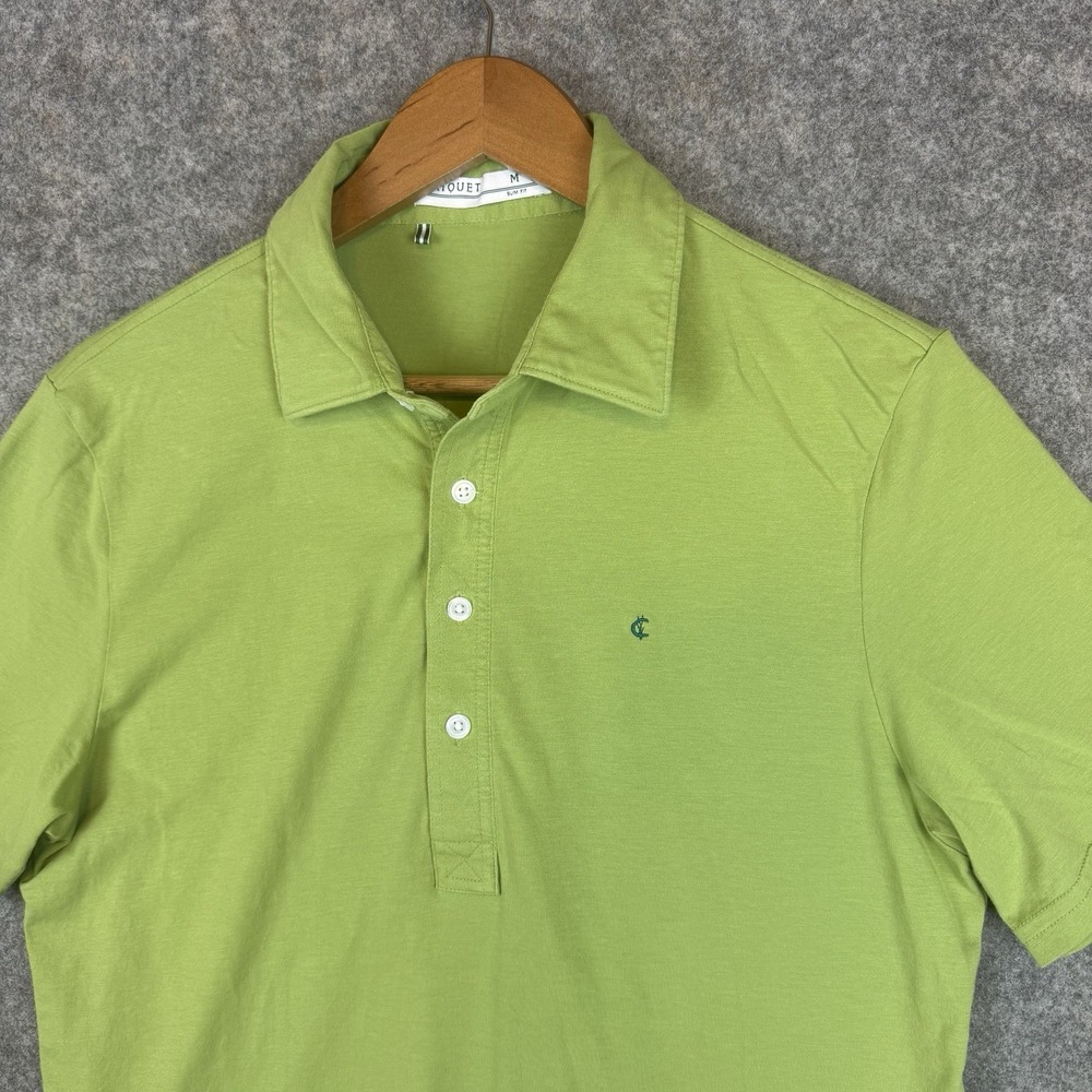 Criquet Polo Shirt Mens Medium Green Golf Performance Pima Cotton Stretch - Picture 3 of 8